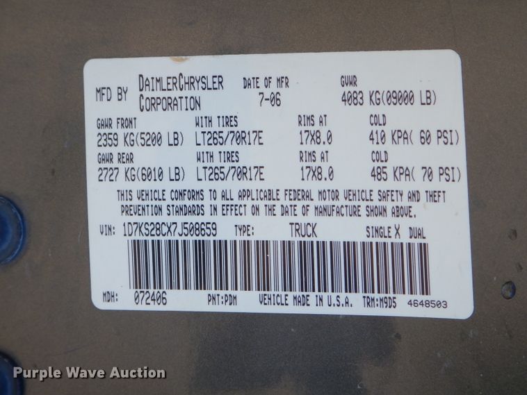 image for item GP9140 2007 Dodge Ram 2500  Quad Cab pickup truck