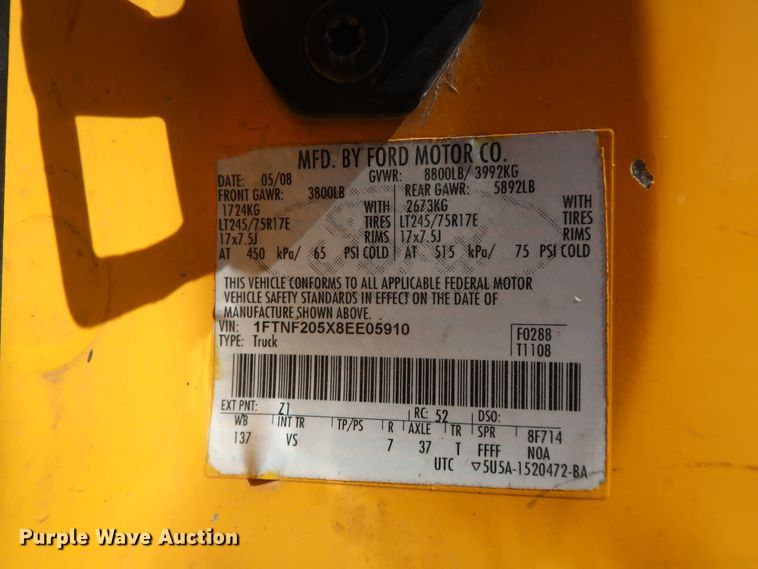 image for item GS9755 2008 Ford F250 Super Duty XL utility bed pickup truck