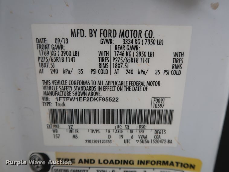 image for item GS9928 2013 Ford F150 XLT  SuperCrew pickup truck