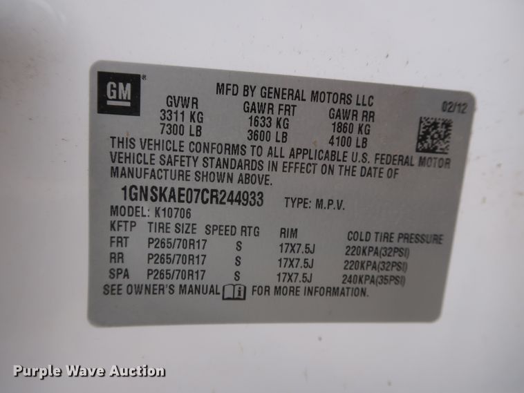 image for item GS9930 2012 Chevrolet Tahoe  SUV