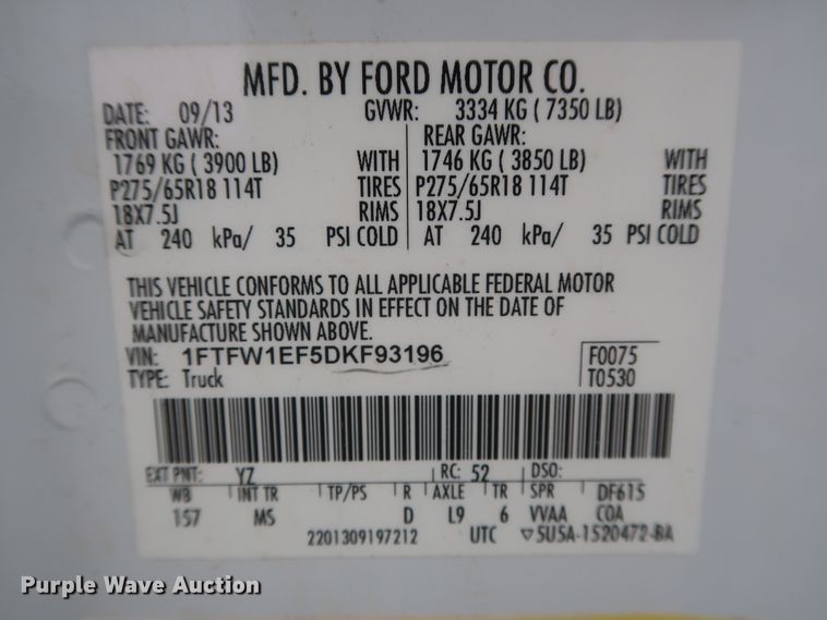 image for item GS9932 2013 Ford F150 XLT Texas Edition  SuperCrew pickup truck