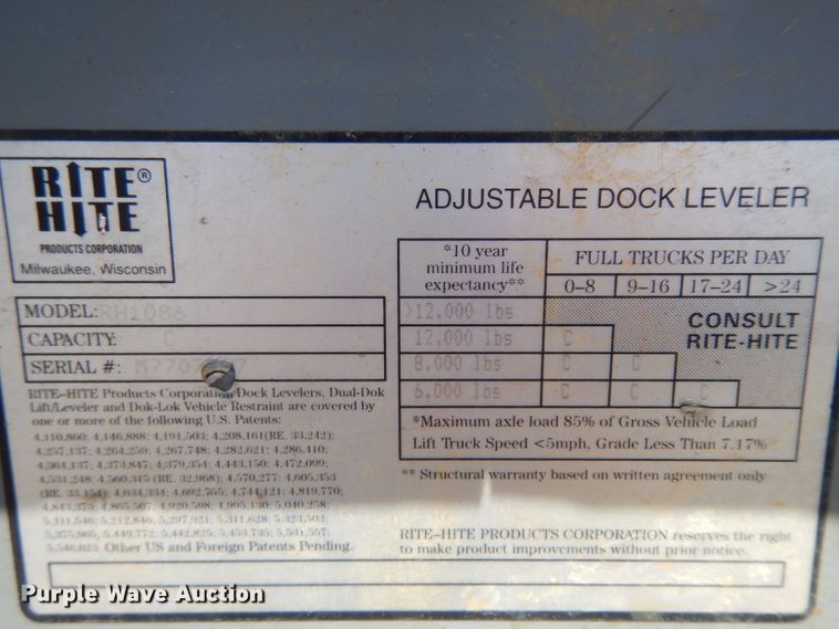 image for item GW9129 Rite Hite RH1086 dock leveler