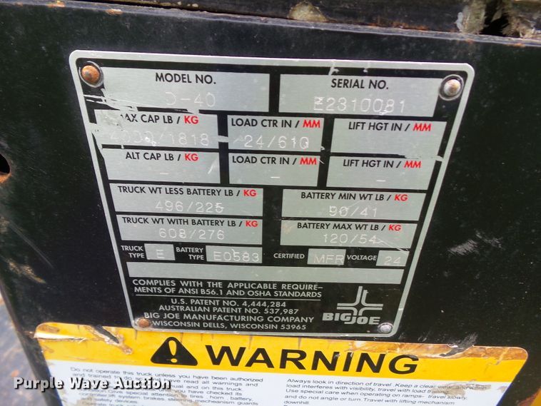 image for item GX9078 (2) Big Joe D-40 pallet jacks