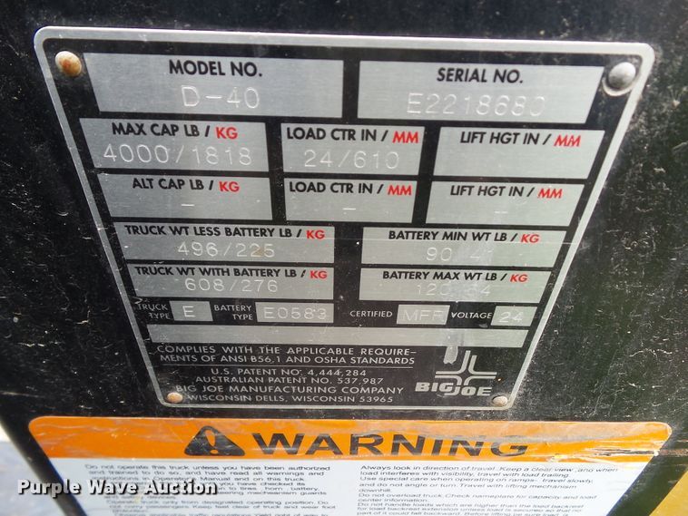 image for item GX9078 (2) Big Joe D-40 pallet jacks