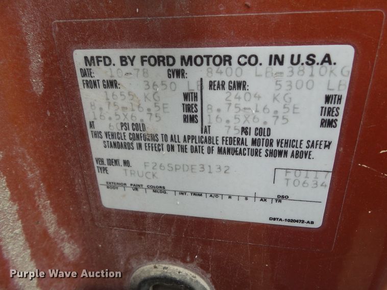 image for item GX9080 1979 Ford F250  flatbed pickup truck