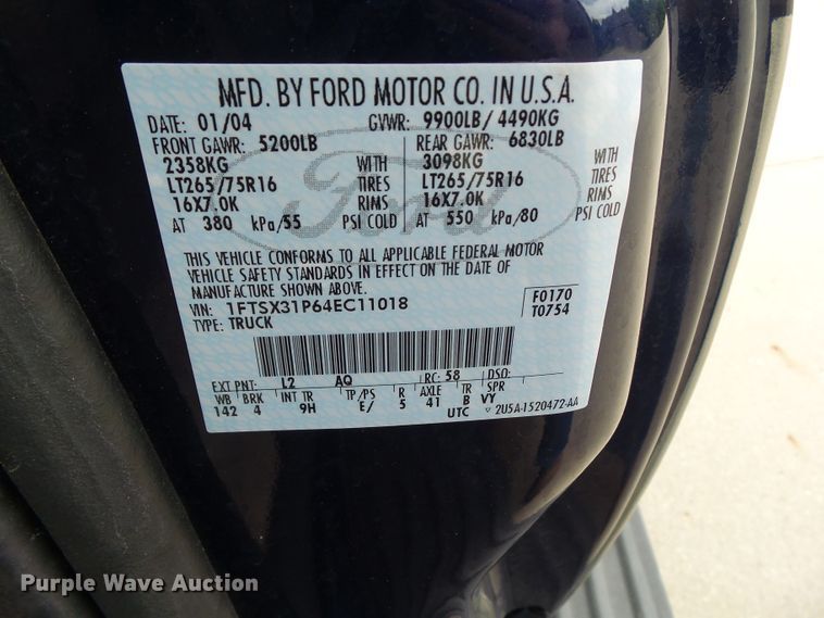 image for item GX9091 2004 Ford F350 Super Duty  SuperCab pickup truck