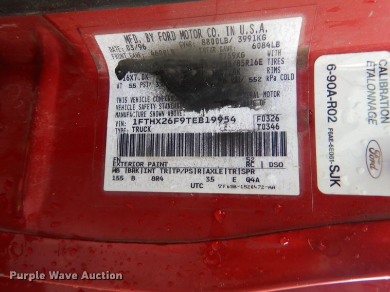 image for item GY9826 1996 Ford F250  SuperCab pickup truck