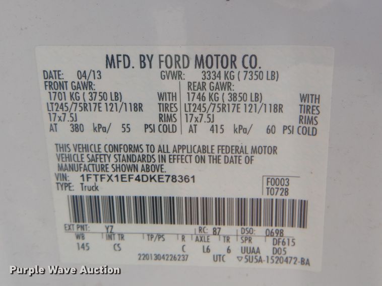 image for item GY9884 2013 Ford F150  SuperCab pickup truck