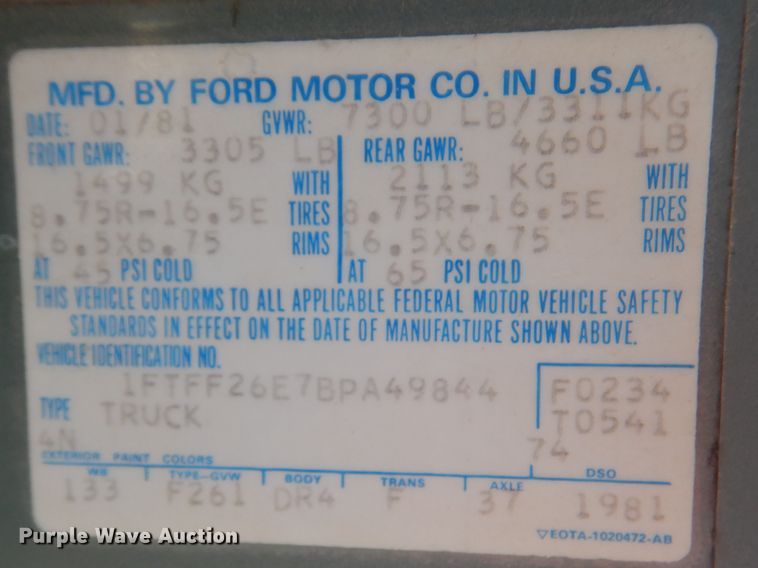 image for item GY9900 1981 Ford F250 Ranger  pickup truck