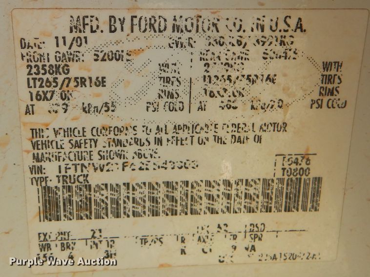 image for item GY9908 2002 Ford F250 Super Duty  Crew Cab pickup truck