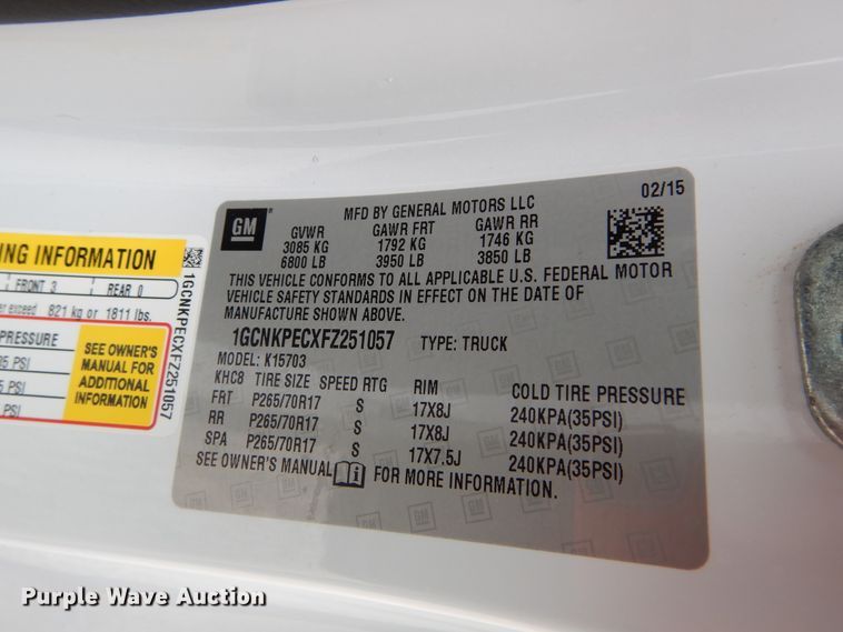 image for item HS9572 2015 Chevrolet Silverado 1500  pickup truck