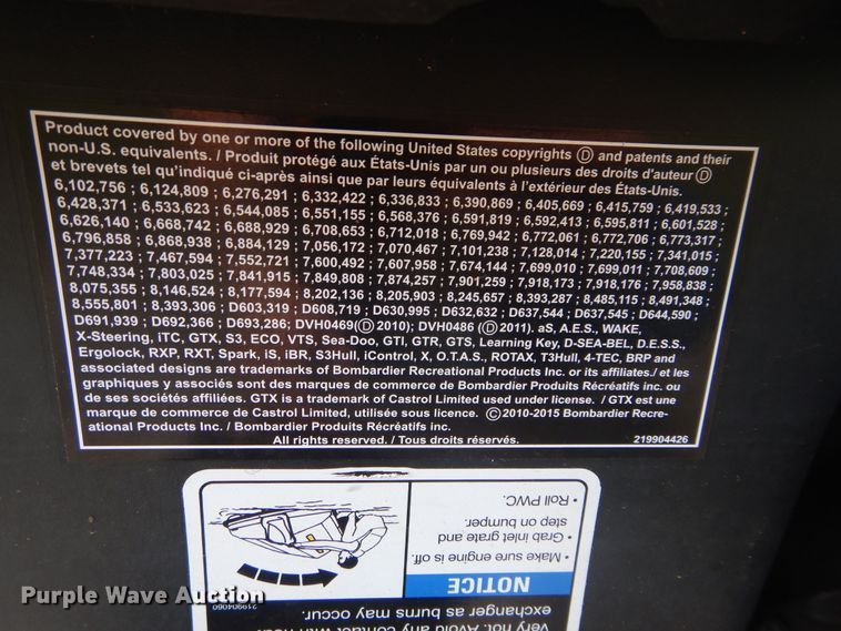 image for item HS9579 2015 Sea Doo Bombardier  personal watercraft