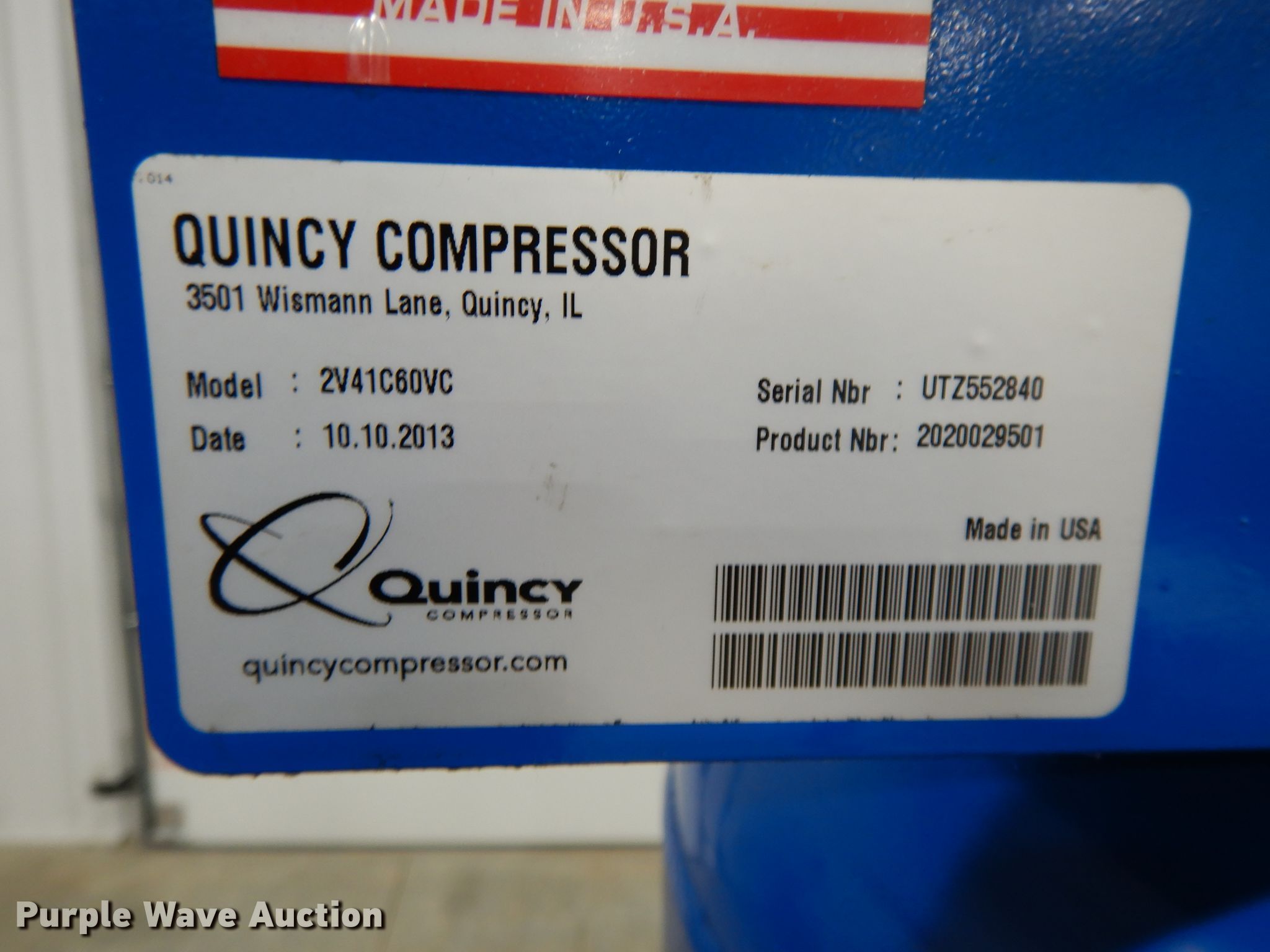 2013 Quincy QT54 air compressor in Smithville, MO | Item DE5756 sold