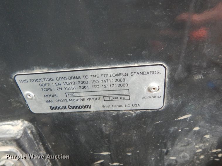 image for item DE5706 2011 Bobcat E60  mini excavator