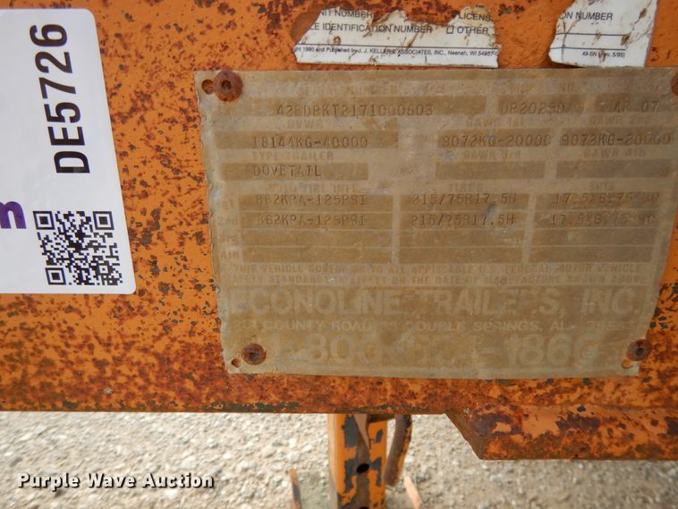 image for item DE5726 2007 Econoline DP2025DA equipment trailer