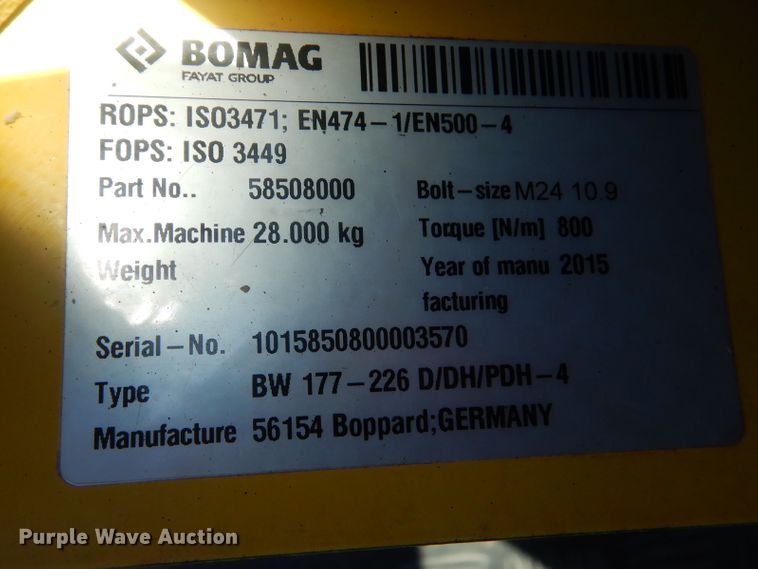 image for item DG8601 2015 Bomag BW211D-50  single drum vibratory roller
