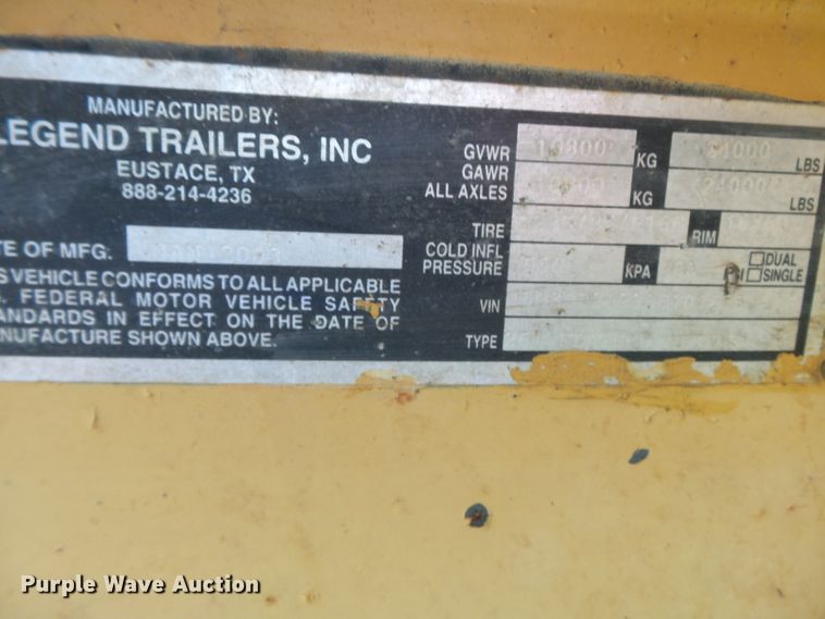 image for item DH3769 2003 Legend 26FD equipment trailer