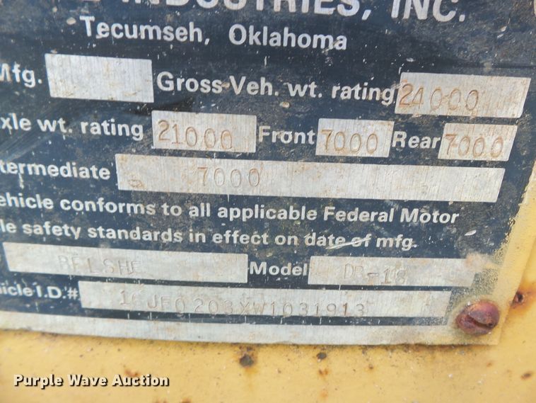 image for item DH3770 1998 Belshe DB18 equipment trailer