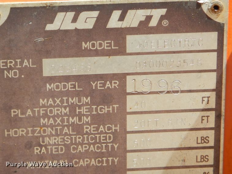 image for item GN9409 1996 JLG 40Electric  boom lift