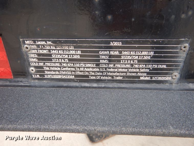 image for item GW9958 2015 Lucon equipment trailer