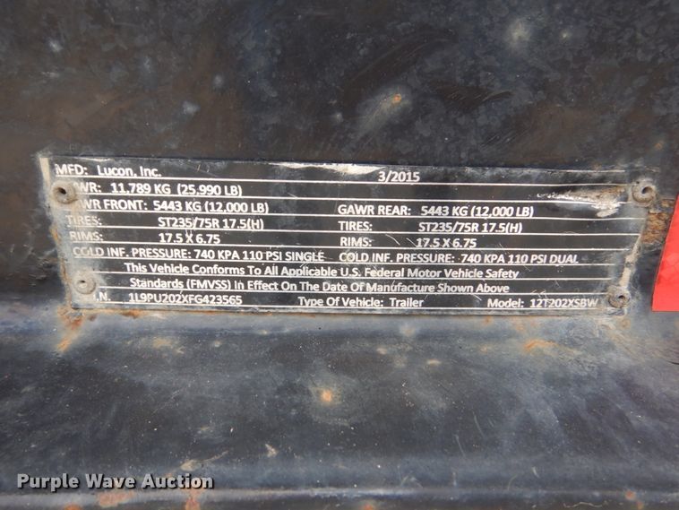 image for item GW9960 2015 Lucon equipment trailer