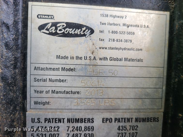 image for item K5907 2013 LaBounty HDR50 excavator grapple