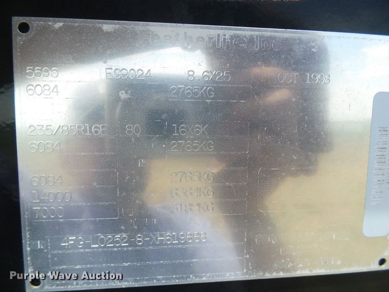 image for item DG0011 1999 Featherlite 5595 equipment trailer