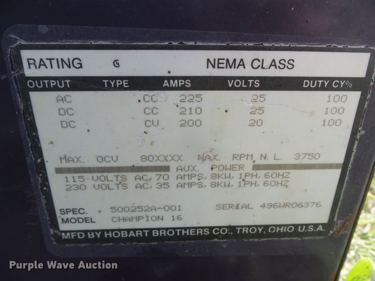 image for item DG0015 Hobart Champion 16 AC/DC welder