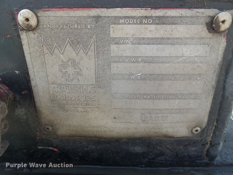 image for item DH4946 1990 Trail King TK100-DGP488 lowboy equipment trailer