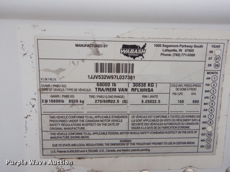 image for item GP9200 2006 Wabash refrigerated van trailer