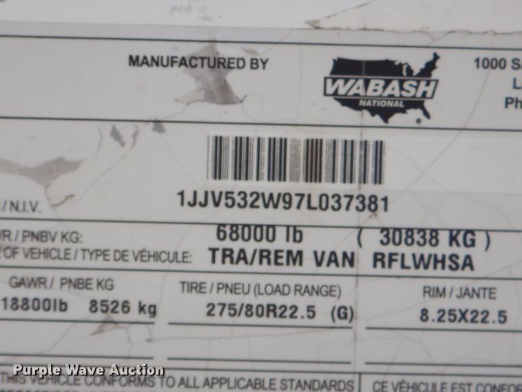 image for item GP9200 2006 Wabash refrigerated van trailer