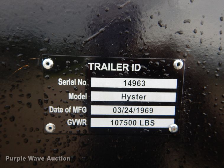 image for item GV9053 1969 Hyster lowboy equipment trailer