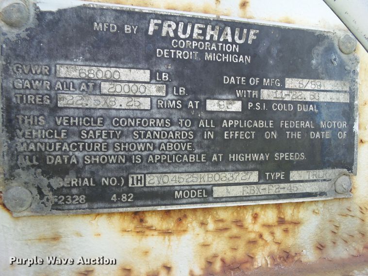 image for item GX9095 1989 Fruehauf FBX-F2-45 dry van trailer