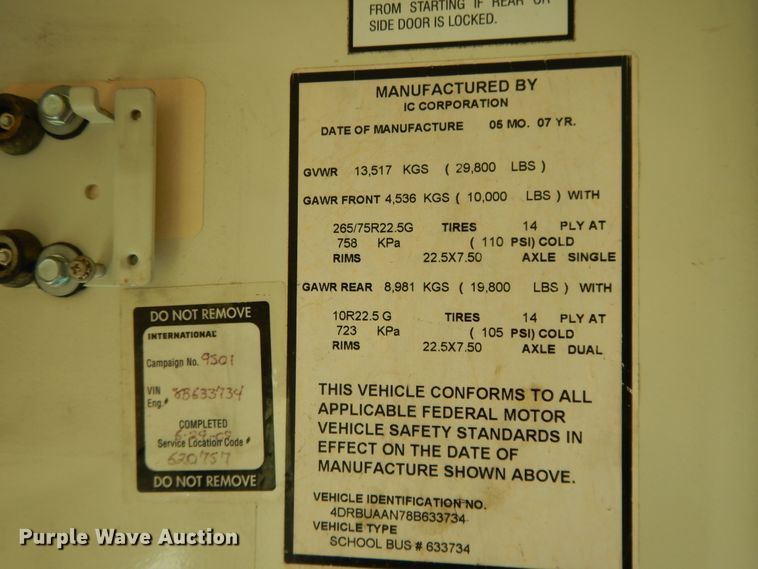 image for item DE5814 2008 International CE300  school bus