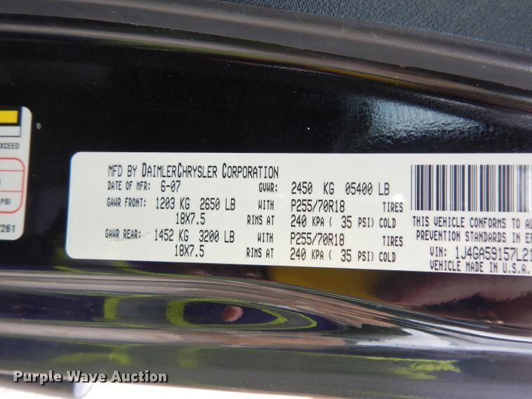 image for item DF4066 2007 Jeep Wrangler Sahara Rubicon Limited  SUV