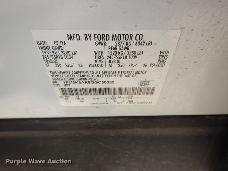 image for item DF4073 2016 Ford Explorer Police Interceptor  SUV