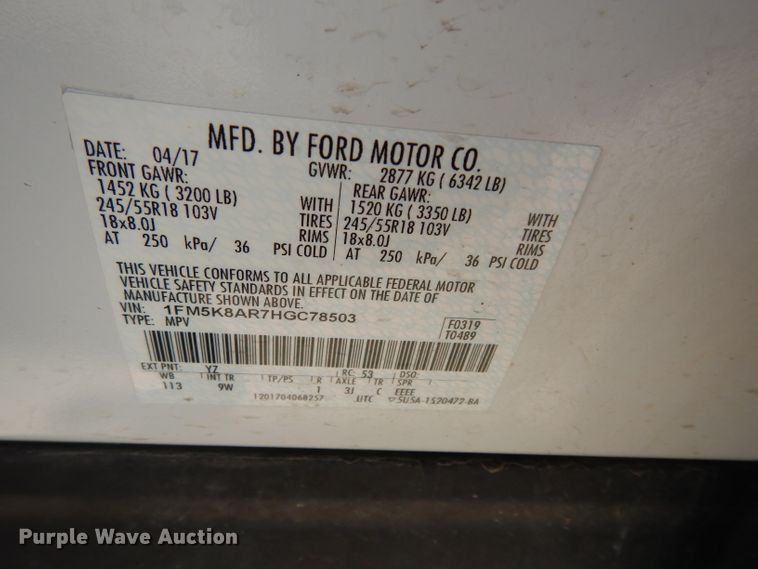 image for item DF4074 2017 Ford Explorer Police Interceptor  SUV