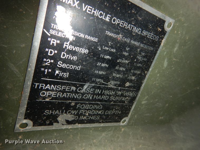 image for item DF4092 1989 Am General M998 Hummer  SUV