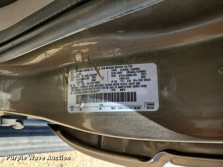 image for item DF8970 2002 Nissan Quest  van