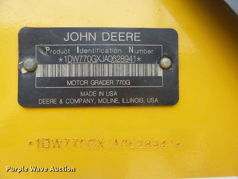 image for item DX9214 2010 John Deere 770G  motor grader