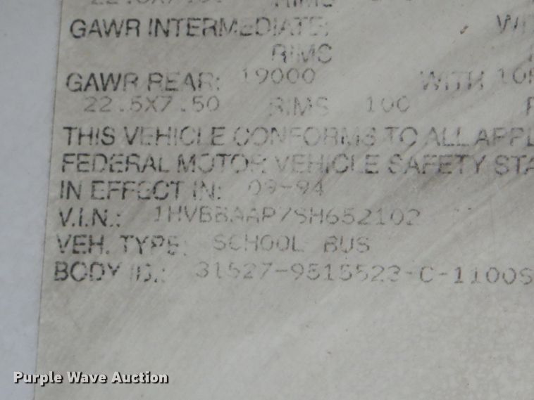 image for item GN9395 1995 International 3800  school bus