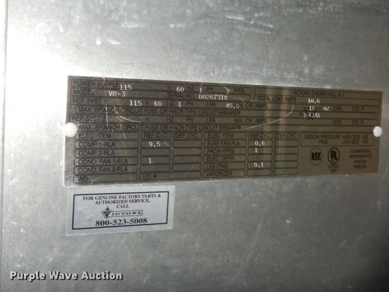 image for item GN9442 Victory VR-3 refrigerator/freezer