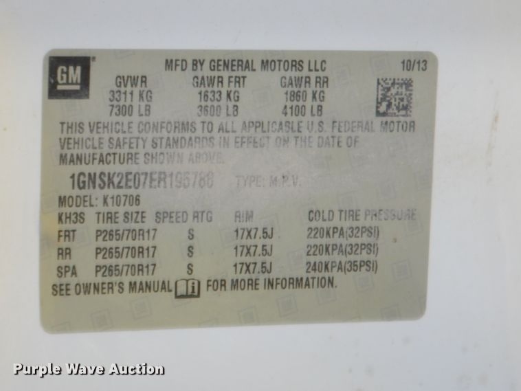 image for item GN9458 2014 Chevrolet Tahoe Police  SUV