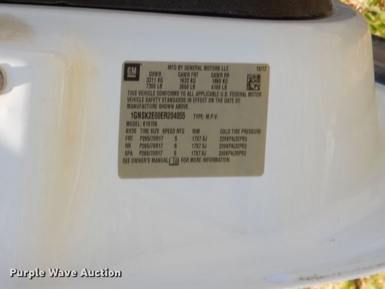 image for item GN9459 2014 Chevrolet Tahoe Police  SUV