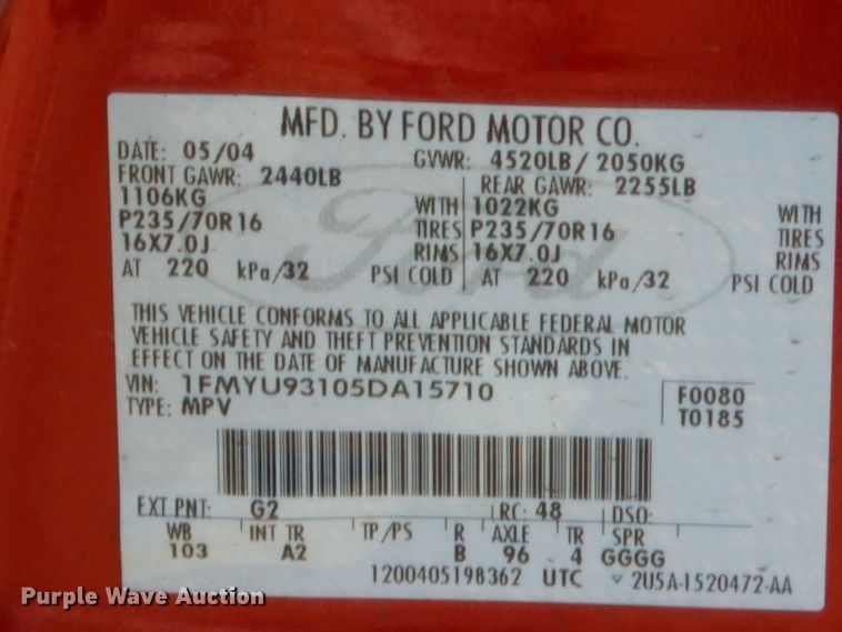 image for item GN9461 2005 Ford Escape XLT  SUV