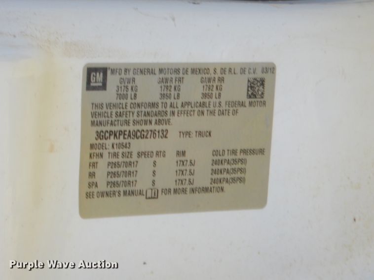 image for item GN9463 2012 Chevrolet Silverado 1500  Crew Cab pickup truck