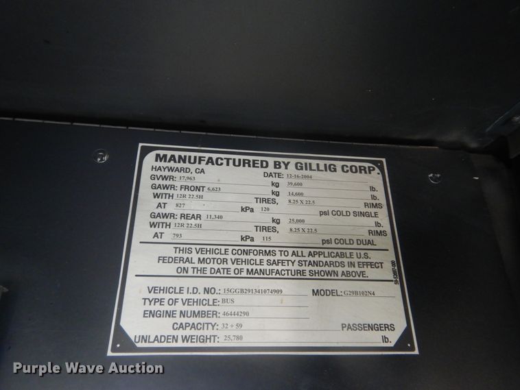 image for item GY9993 2004 Gillig  shuttle bus