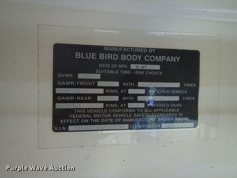 image for item HS9600 1998 Blue Bird TC2000  school bus