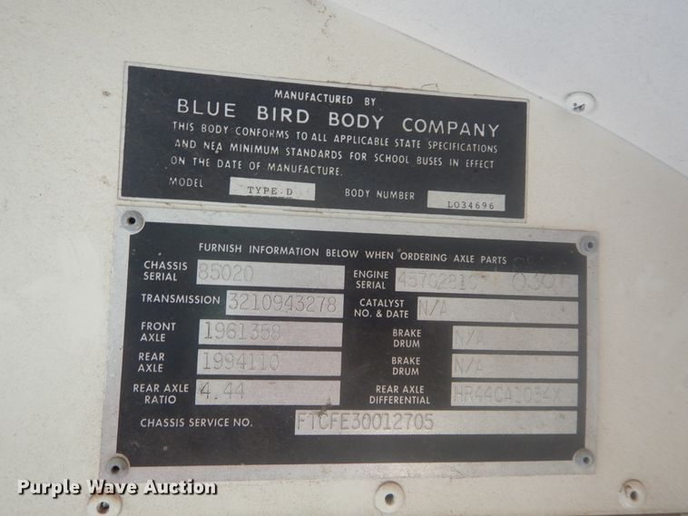 image for item HS9601 1999 Blue Bird TC2000  school bus