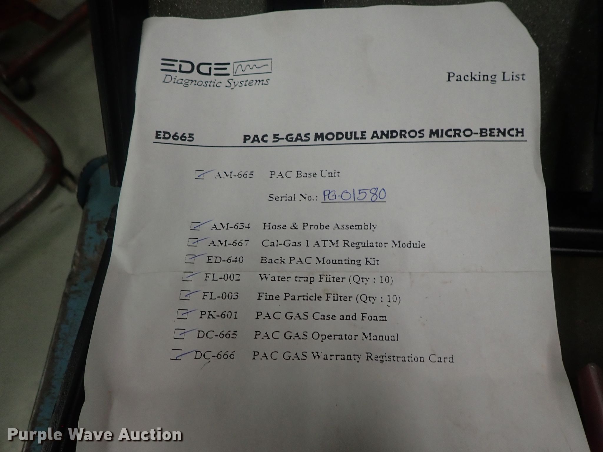 PAC Gas PNAM665 diagnostic system in Mcpherson, KS Item GX9561 sold